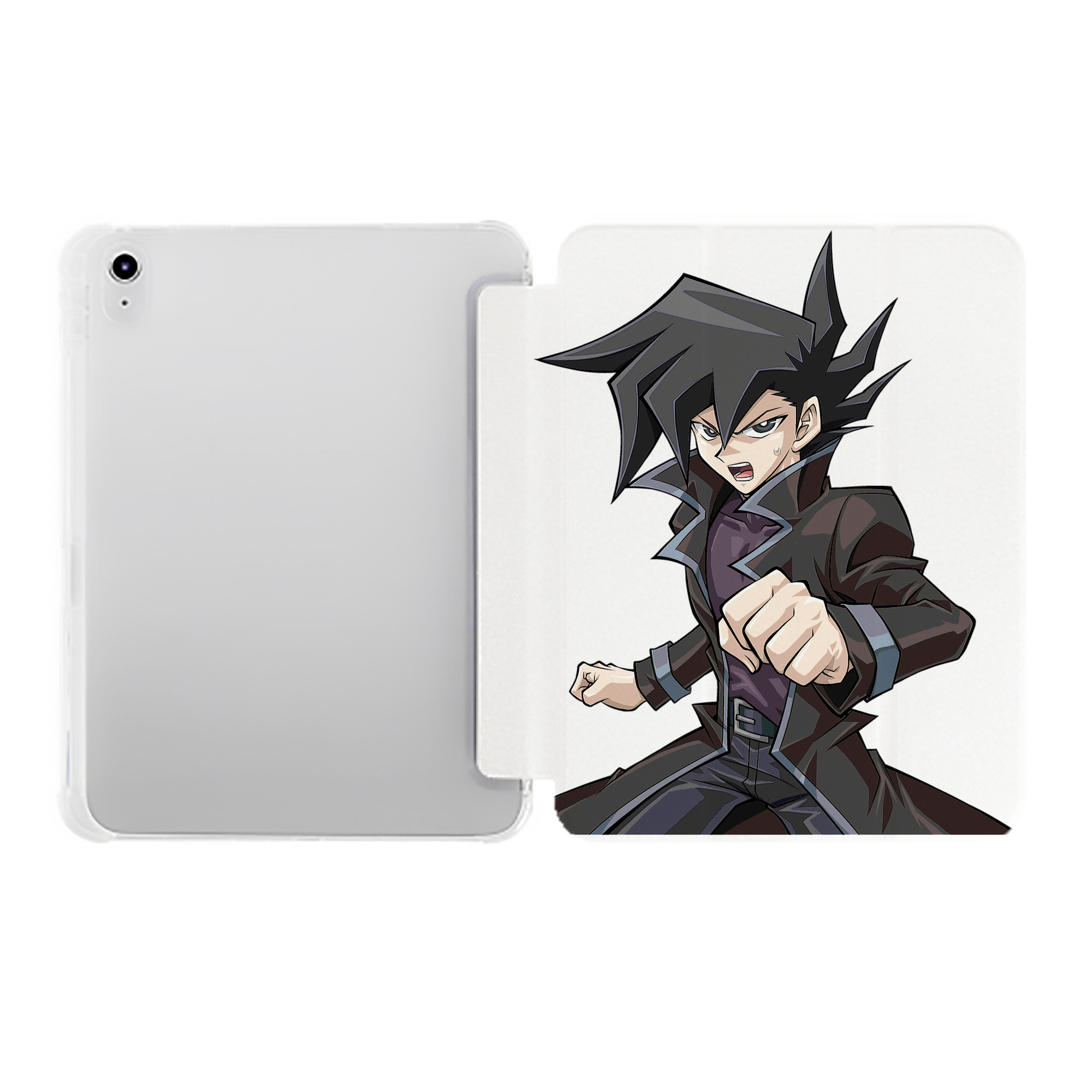 （画像用） 遊☆戯☆王 Yu-Gi-Oh! IPad ケース ペン収納付き 三つ折りスタンド PUレザー×シリコン 対応機種9.5/10.5/10.9インチ